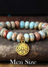 Boho Bracelet, Stretchy Bracelet, 10MM Brown Imperial Japser Lotus